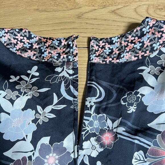 H&M Womens Boho Floral Kimono Sleeve Empire Waist Dress Black Size 10 Date Indie - Picture 6 of 9